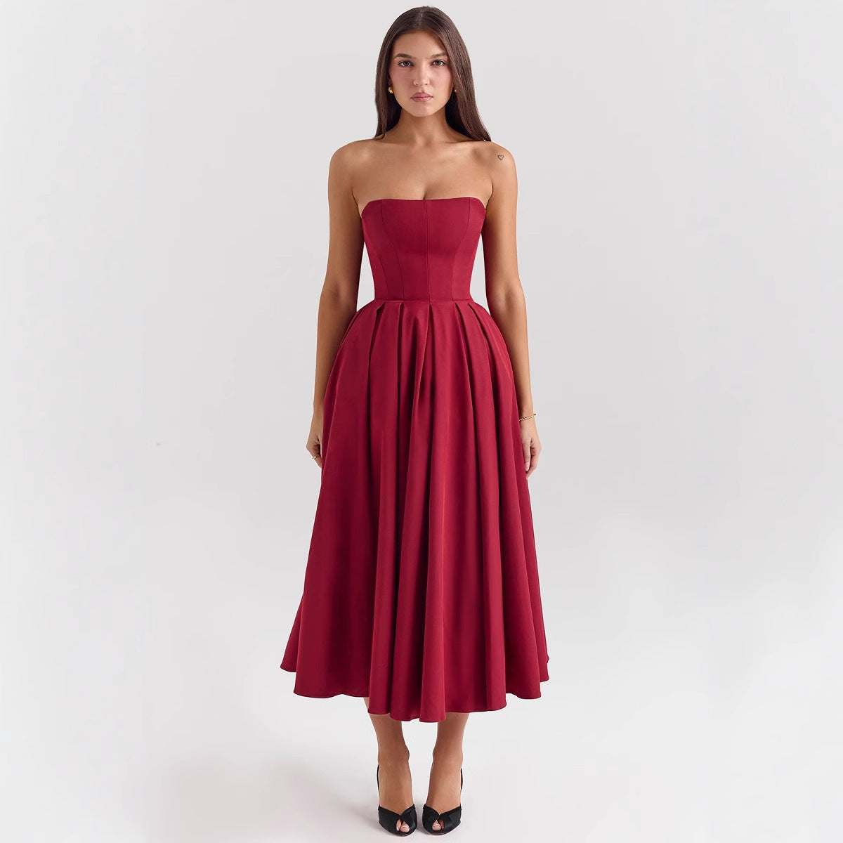 “Women’s Backless Fishbone Bustier Bodycon Midi Dress – Summer Sexy Style”