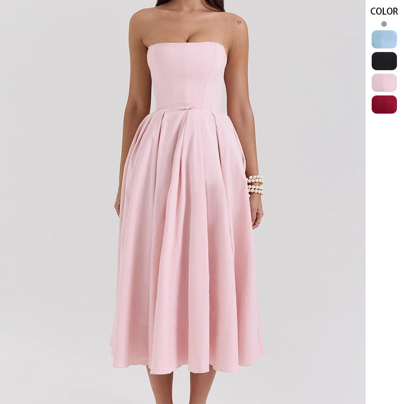 “Women’s Backless Fishbone Bustier Bodycon Midi Dress – Summer Sexy Style”