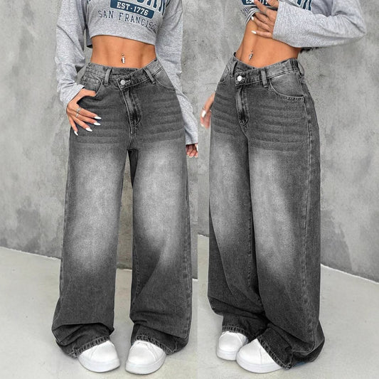 Women's Casual Straight Loose Washed Jeans