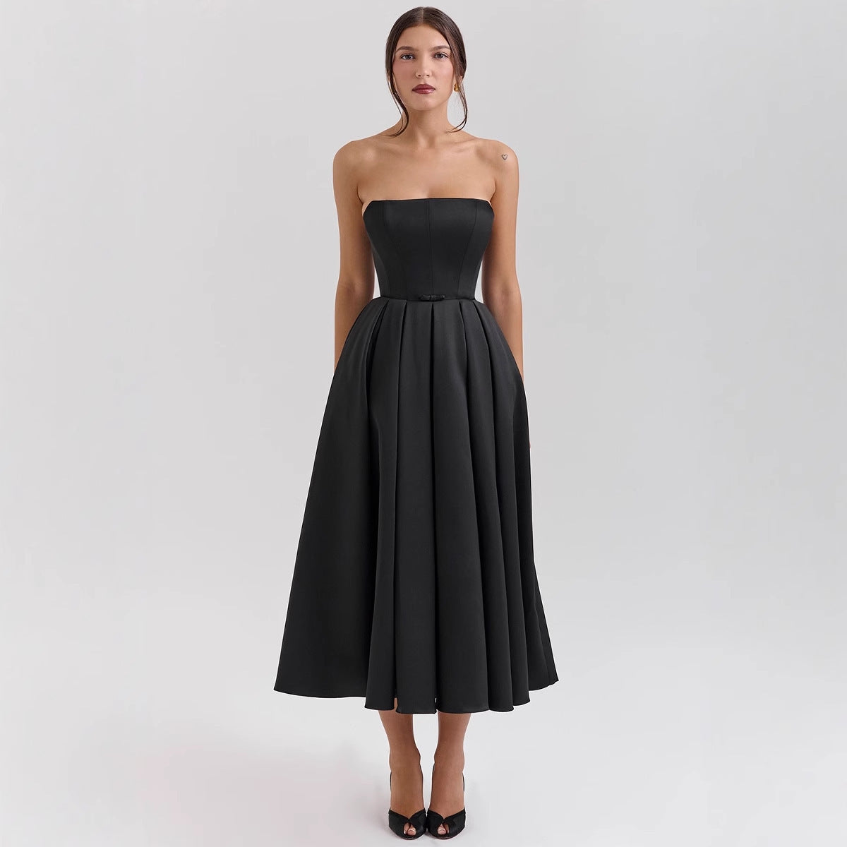 “Women’s Backless Fishbone Bustier Bodycon Midi Dress – Summer Sexy Style”