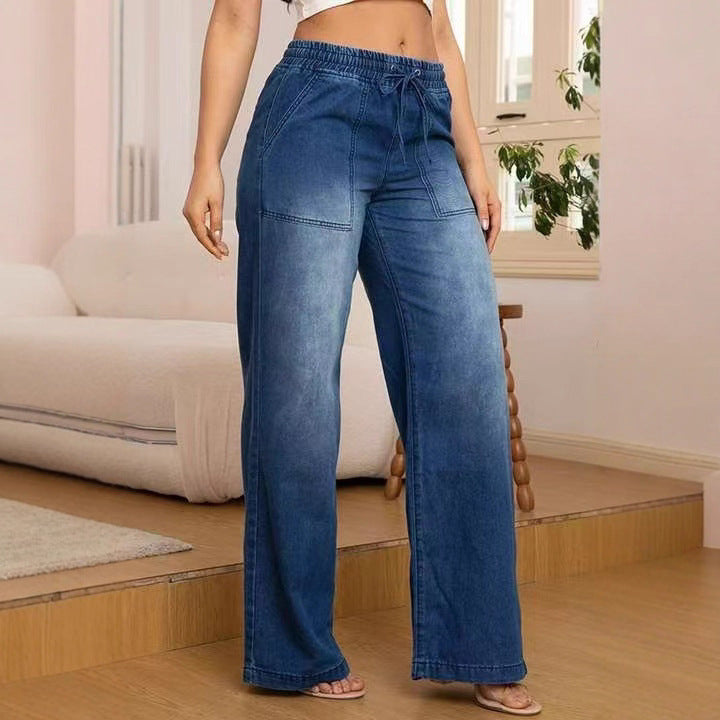 Slim Fit Straight Jeans for Women – Casual High-Waist Everyday Denim Pants