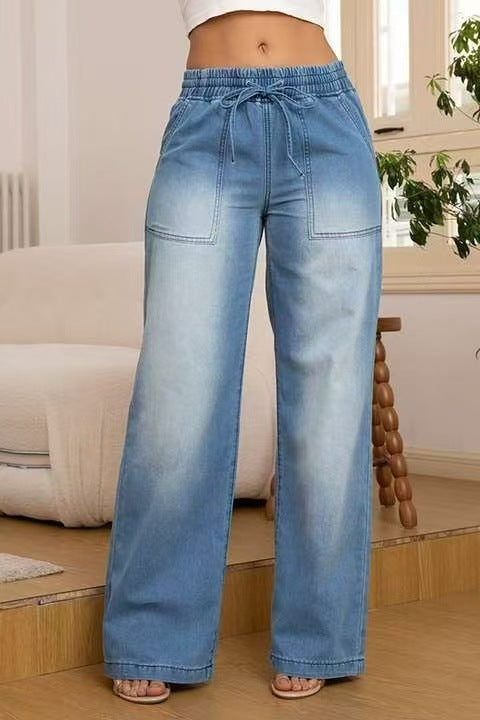 Slim Fit Straight Jeans for Women – Casual High-Waist Everyday Denim Pants