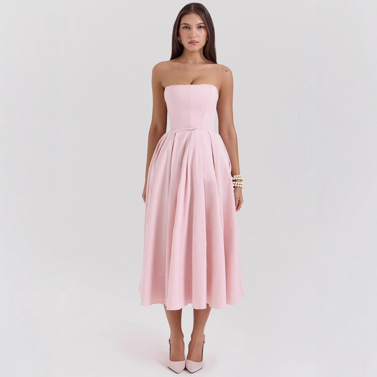 “Women’s Backless Fishbone Bustier Bodycon Midi Dress – Summer Sexy Style”