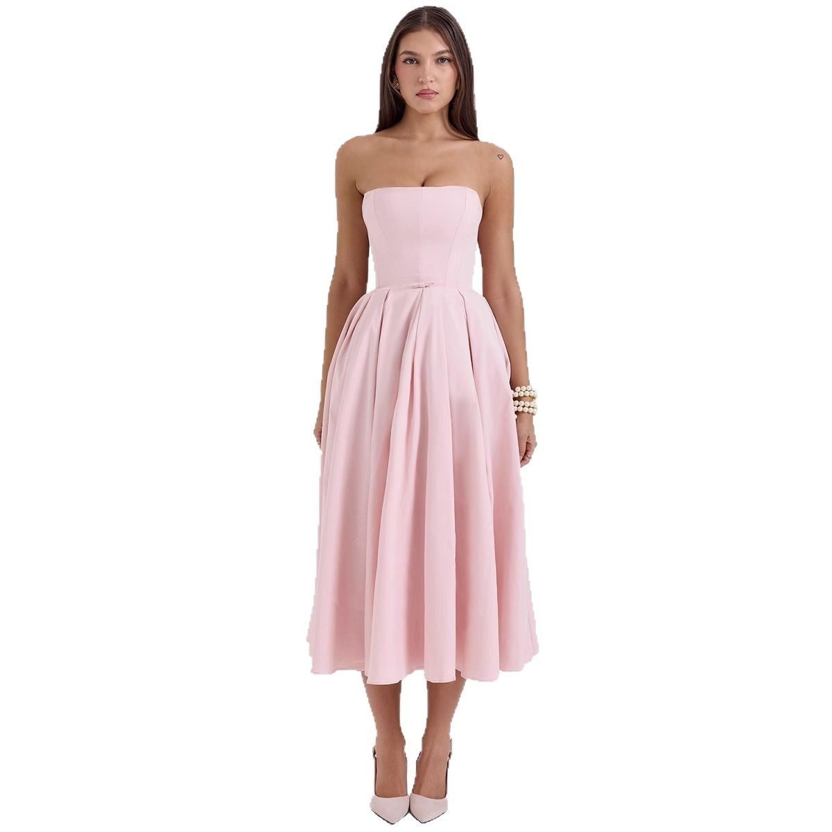 “Women’s Backless Fishbone Bustier Bodycon Midi Dress – Summer Sexy Style”